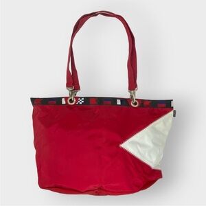 LL Bean Sailing Tote Handbag Vintage Nautical Flag